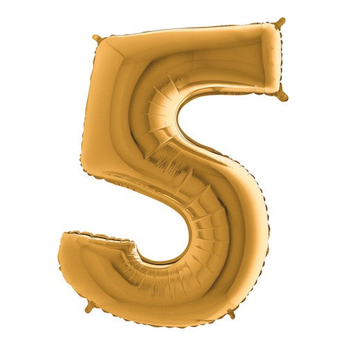 Cijferballon "5" - goud