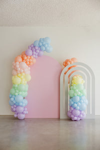 Ballonboog met set roze & regenboog backdrop