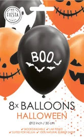 Latex ballon 8 stuks "Halloween" - oranje - zwart