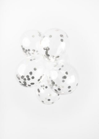 Confetti ballon 6 stuks - zilver