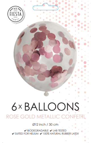 Confetti ballon 6 stuks - rosé