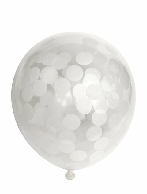 Confetti ballon 6 stuks - wit