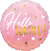 Folieballon "Hello World" - roze