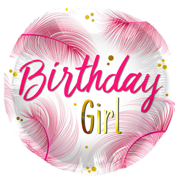 Folieballon "Birthday Girl" veren - roze