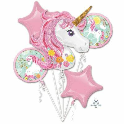 Folieballon "Unicorn" ballonbundel 5 Stuks