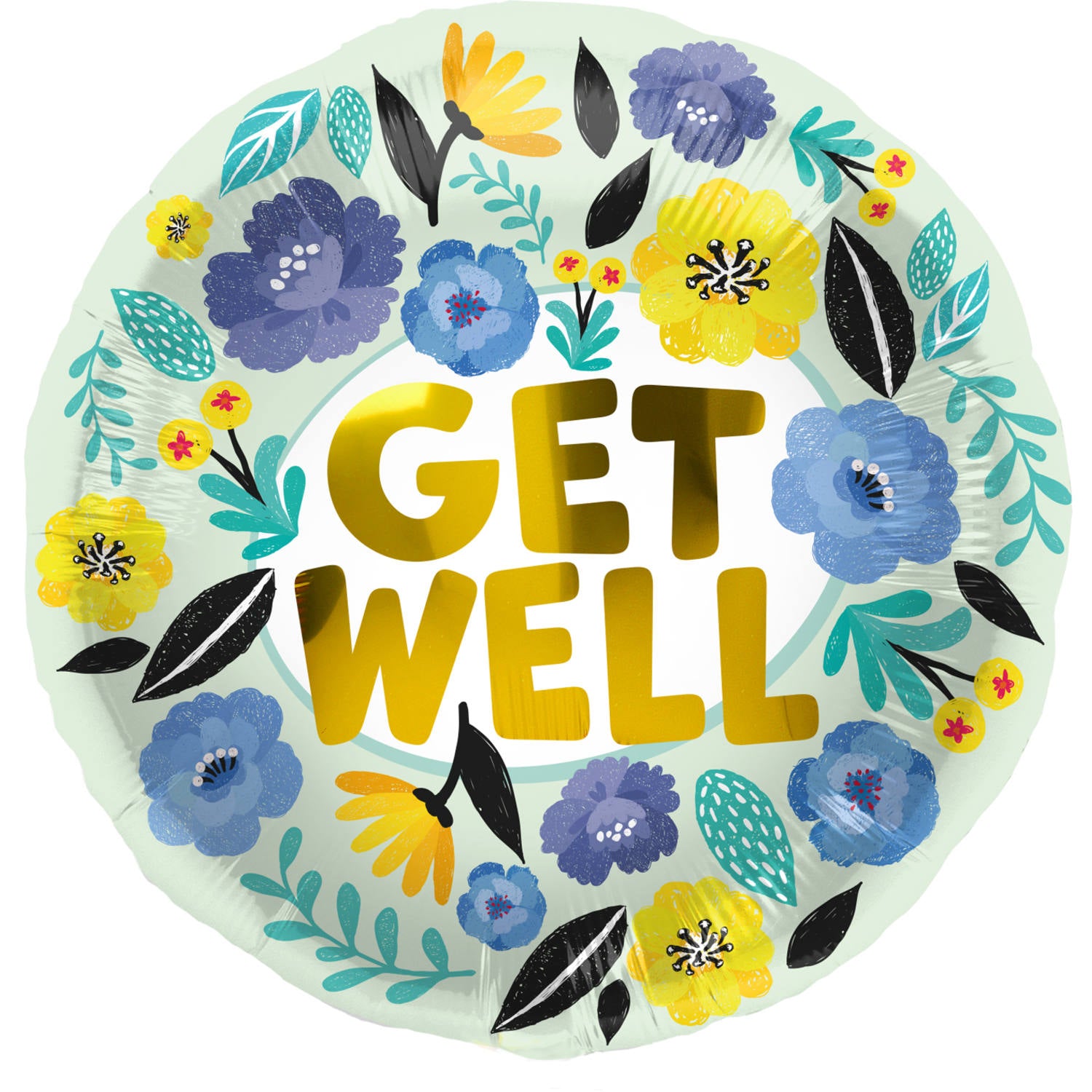 Folieballon "Get Well" bloemen