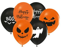 Latex ballon 8 stuks "Halloween" - oranje - zwart