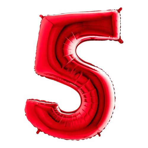 Cijferballon "5" - rood