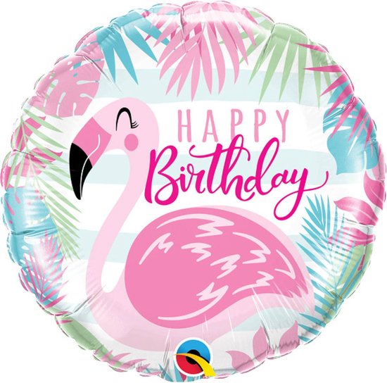 Folieballon "Happy birthday" flamingo