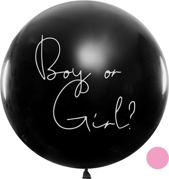 Latex ballon "Boy or Girl" met roze confetti - 36 inch