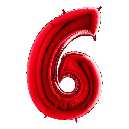 Cijferballon "6" - rood