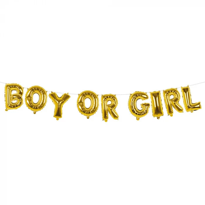 Letterballon "Boy Or Girl" - goud