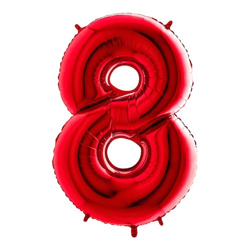 Cijferballon "8" - rood