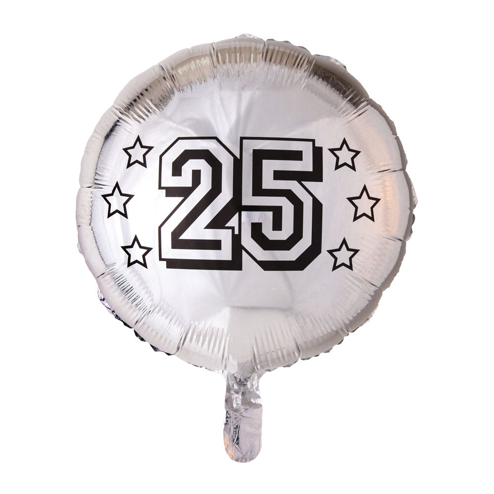 Folieballon "25" - zilver