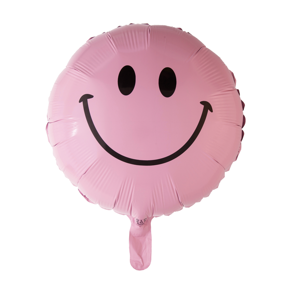 Folieballon "Smiley" - roze