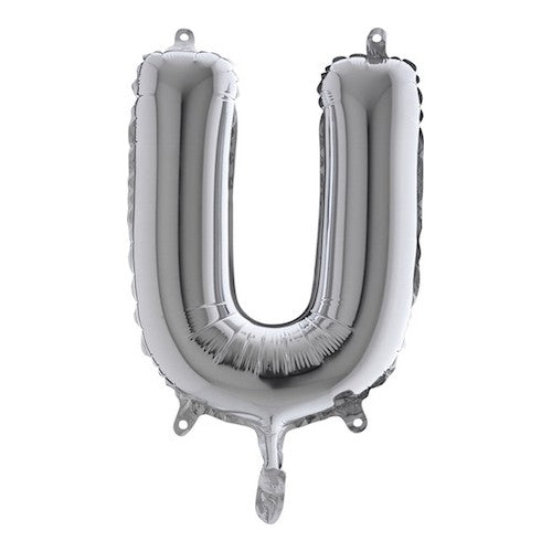 Letterballon "U" - zilver