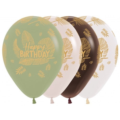 Latex ballon 5 stuks "Happy Birthday" leafs