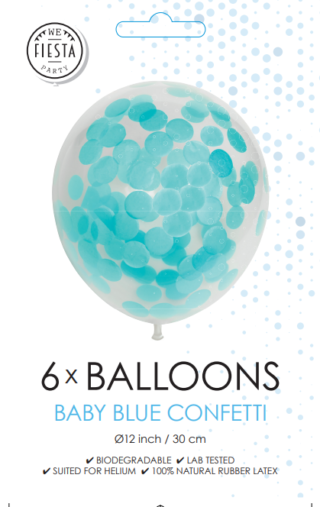 Confetti ballon 6 stuks - blauw