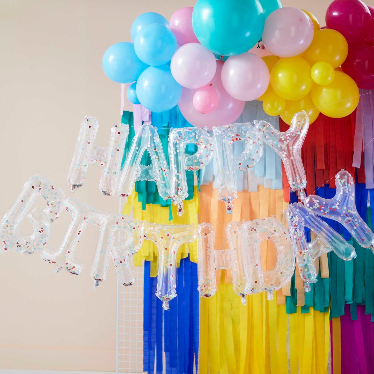 Letterballon "Happy Birthday" multicoloured confetti