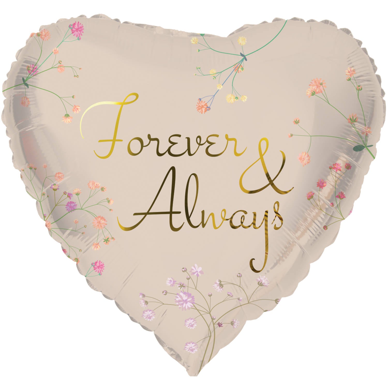 Folieballon "Forever & Always" hartvorm - beige