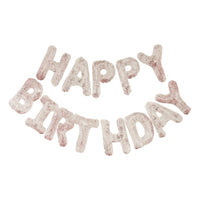 Letterballon "Happy Birthday" confetti - roze-ginger-ray