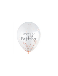 Confetti ballon 5 stuks "Happy Birthday" - goud