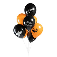 Latex ballon 8 stuks "Halloween" - oranje - zwart