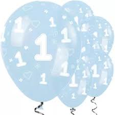 Latex ballon 5 stuks "1" - blauw