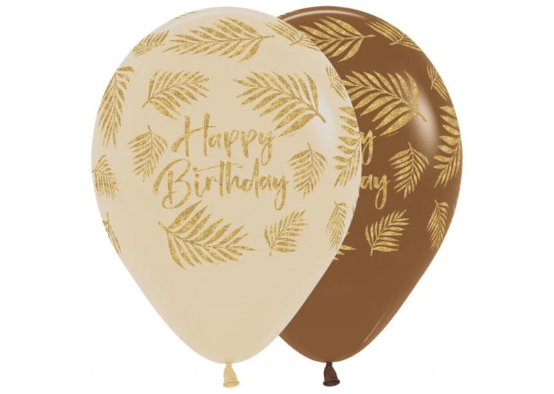 Latex ballon 5 stuks "Happy Birthday" palms