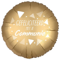 Folieballon "Gefeliciteerd Met Je Communie" triangles - goud