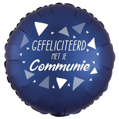 Folieballon "Gefeliciteerd Met Je Communie" triangles - navy