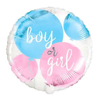 Folieballon "Boy or Girl" roze en blauw - 18 inch