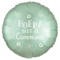 Folieballon "Hoera Met Je Communie" - groen