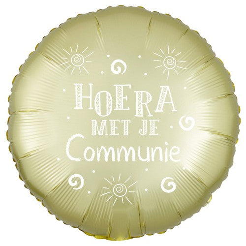 Folieballon "Hoera Met Je Communie" - geel