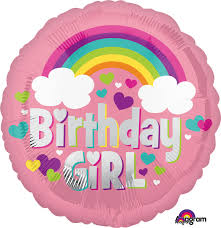 Folieballon "Birthday Girl" regenboog