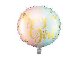 Folieballon "Boy Or Girl" - goud-roze-blauw