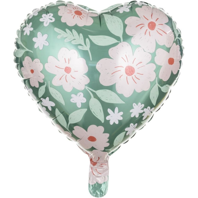 Folieballon "Bloemen" hartvorm