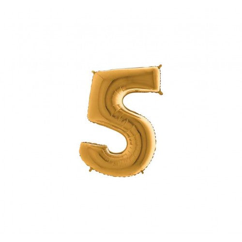 Cijferballon "5" - goud