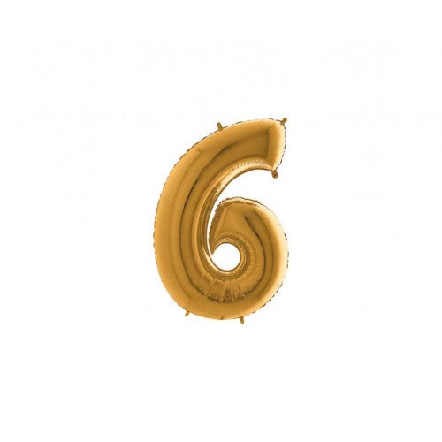 Cijferballon "6" - goud