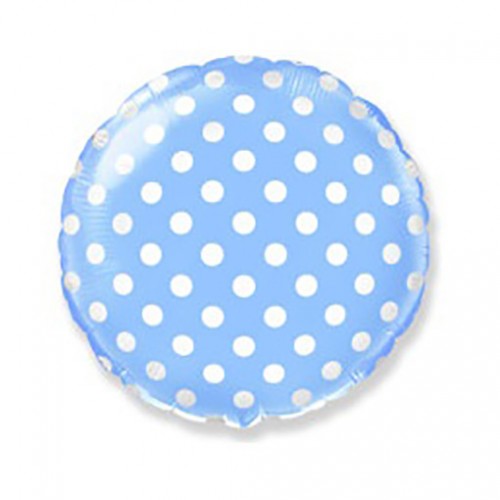 Folieballon rond stippen - blauw-wit