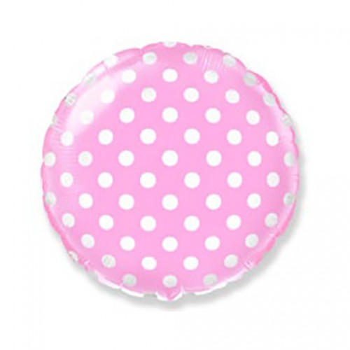 Folieballon rond stippen - roze-wit