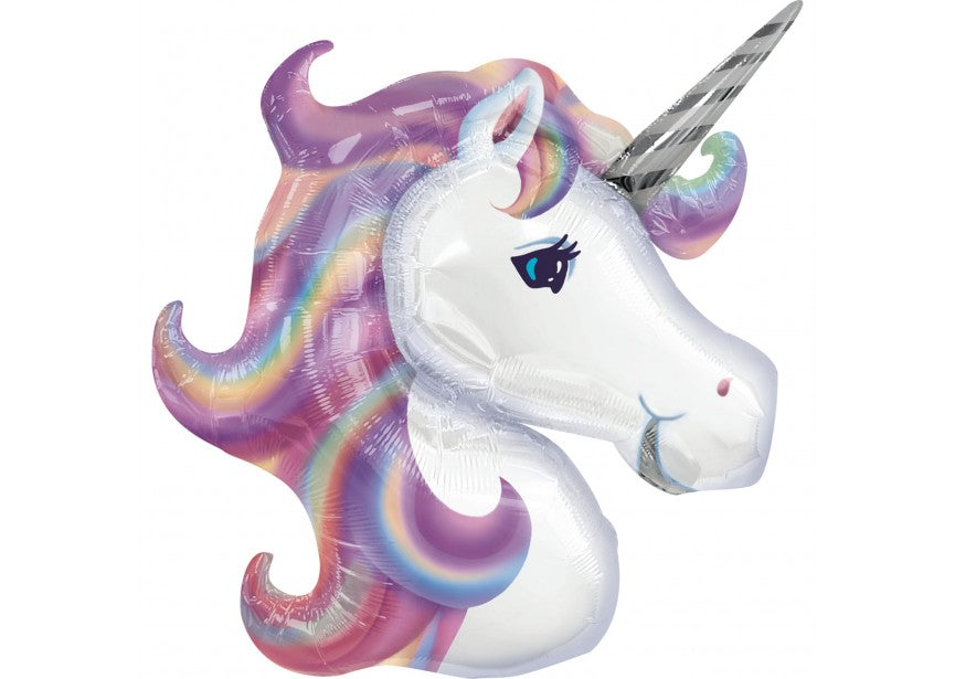 Folieballon "Unicorn" hoofd - iridiscent