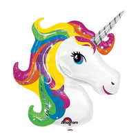 Folieballon "Unicorn" hoofd - regenboog