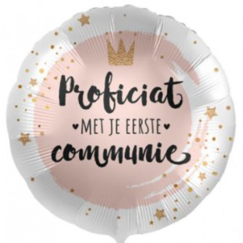 Folieballon "Proficiat Met Je Eerste Communie" - roze