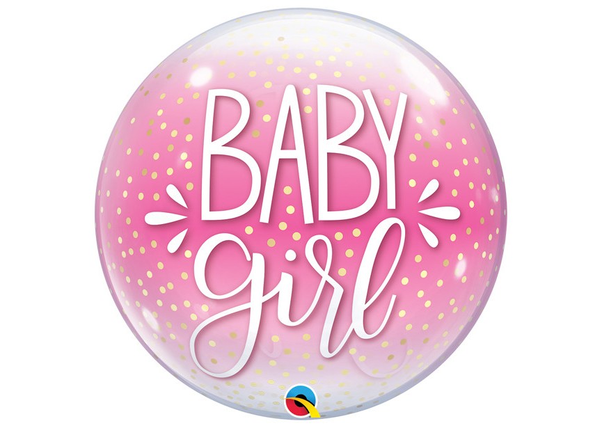 Bubbelballon "baby girl" - roze