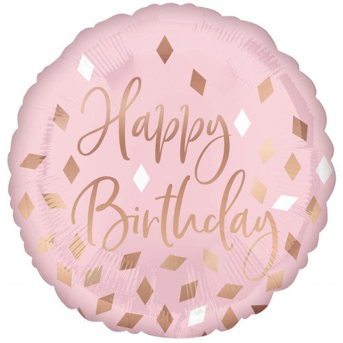 Folieballon "Happy Birthday" - rosé-roze