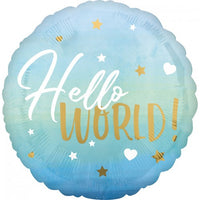 Folieballon "Hello World" - blauw