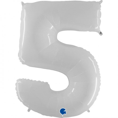 Cijferballon "5" - wit