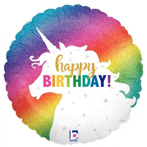 Folieballon "Happy Birthday" unicorn