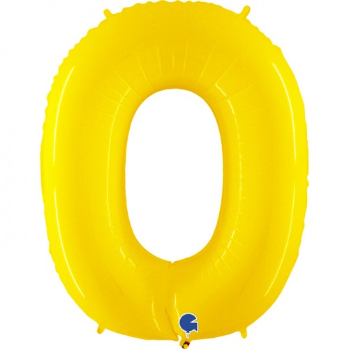 Cijferballon "0" - geel